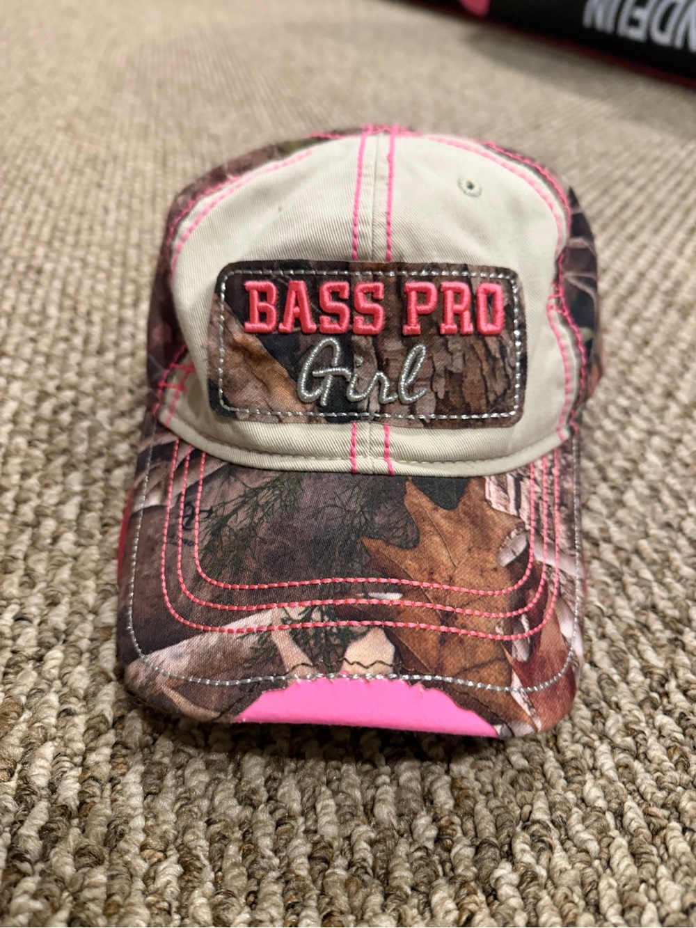 Bass Pro Girl Camo Baseball Cap - Pink Accent